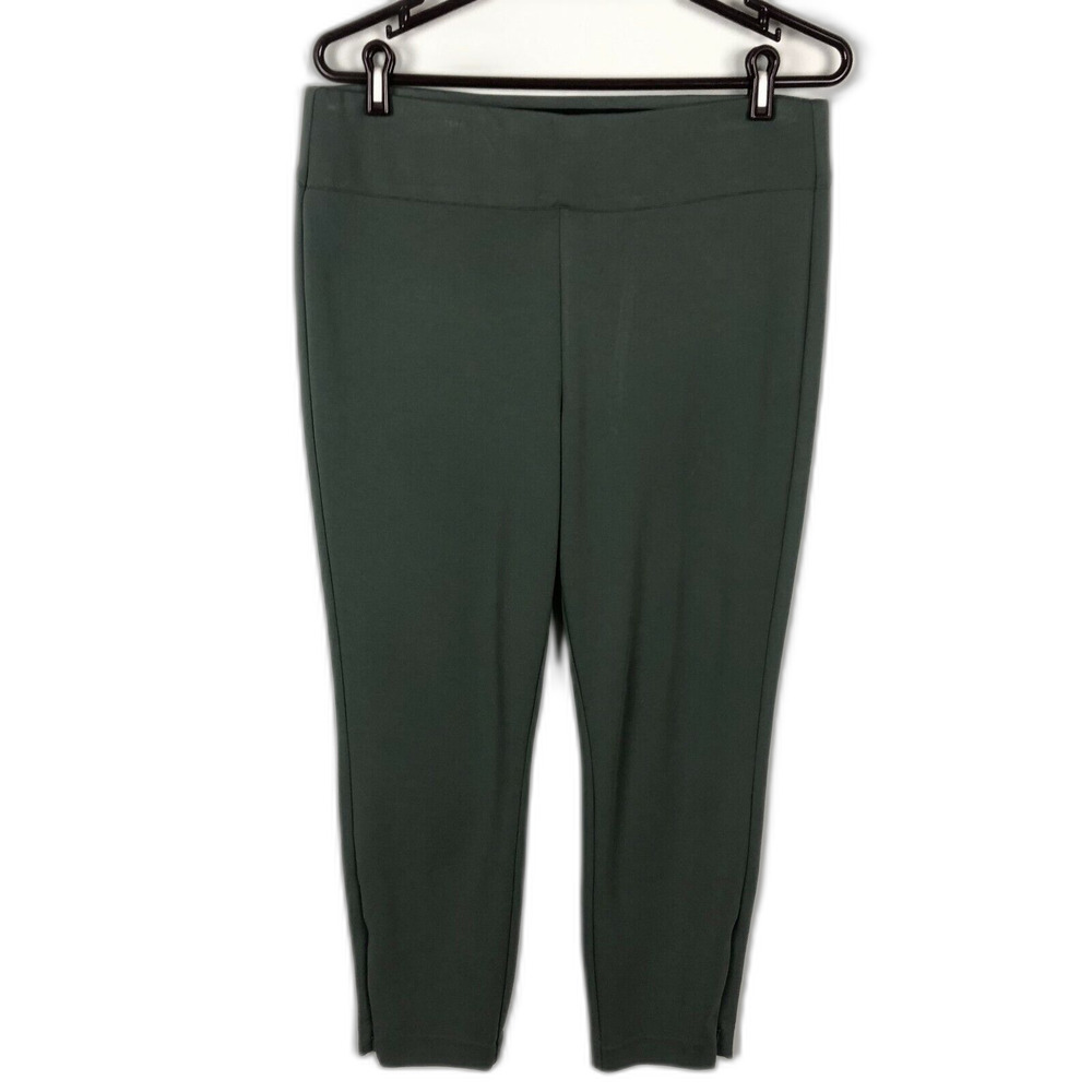 Ecru Birkin Forest Green Ponte Knit Pull On Ankle Crop Pants Women's Size Large